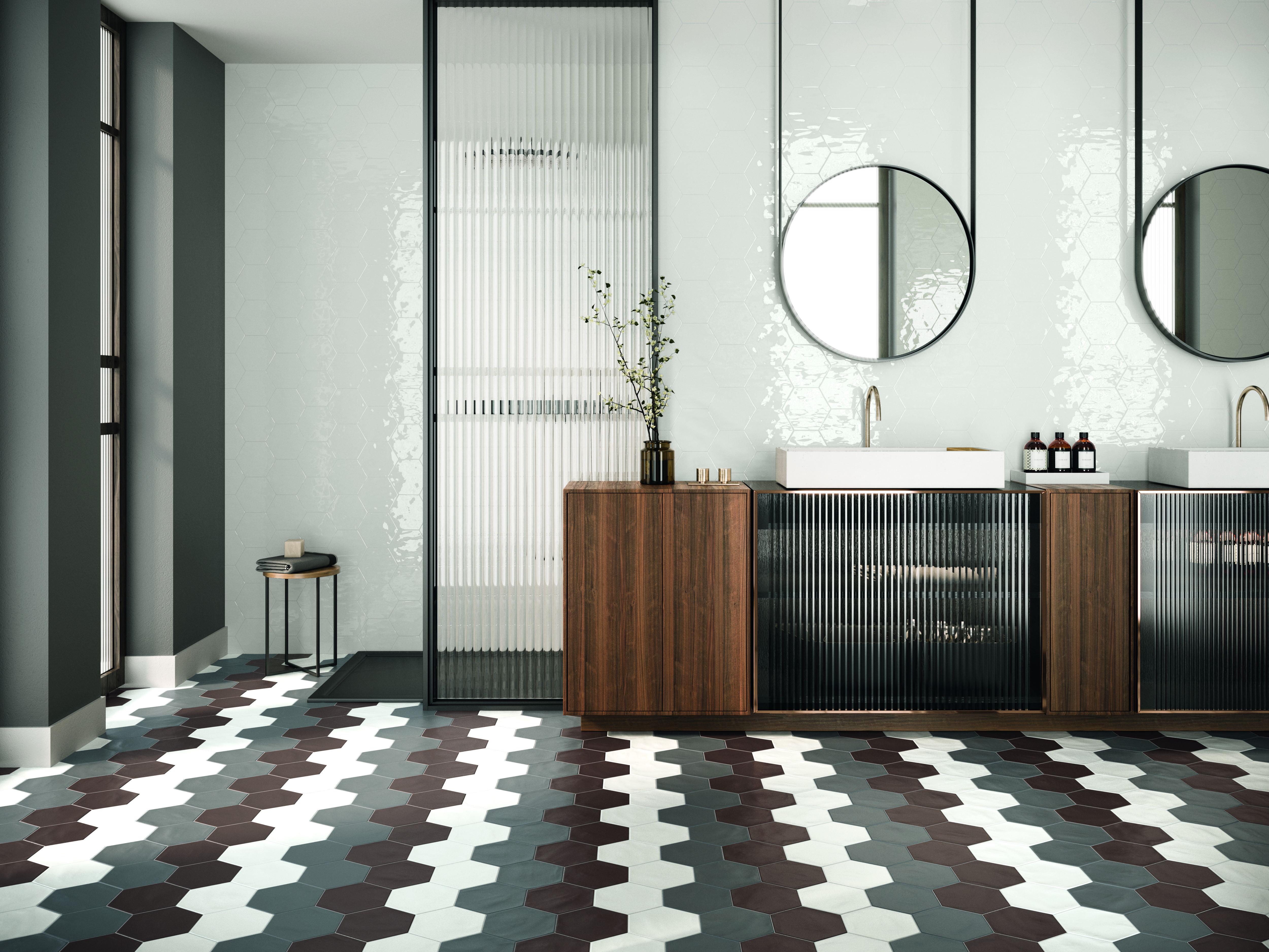 Wout Collection Geometry Hexagone Grey Matt 15x17,3cm Wout Collection Geometry Hexagone Grey Matt 15x17,3cm