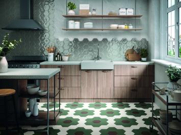 Wout Collection Geometry Hexagone Green Matt 15x17,3cm Wout Collection Geometry Hexagone Green Matt 15x17,3cm